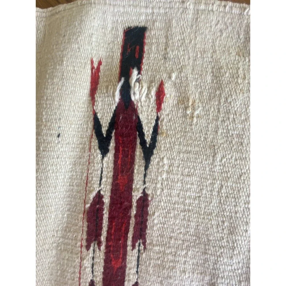 VINTAGE 28X58 Wool Woven Yei Style Rug - Not Sure Of Age Or Origin - AS-IS
